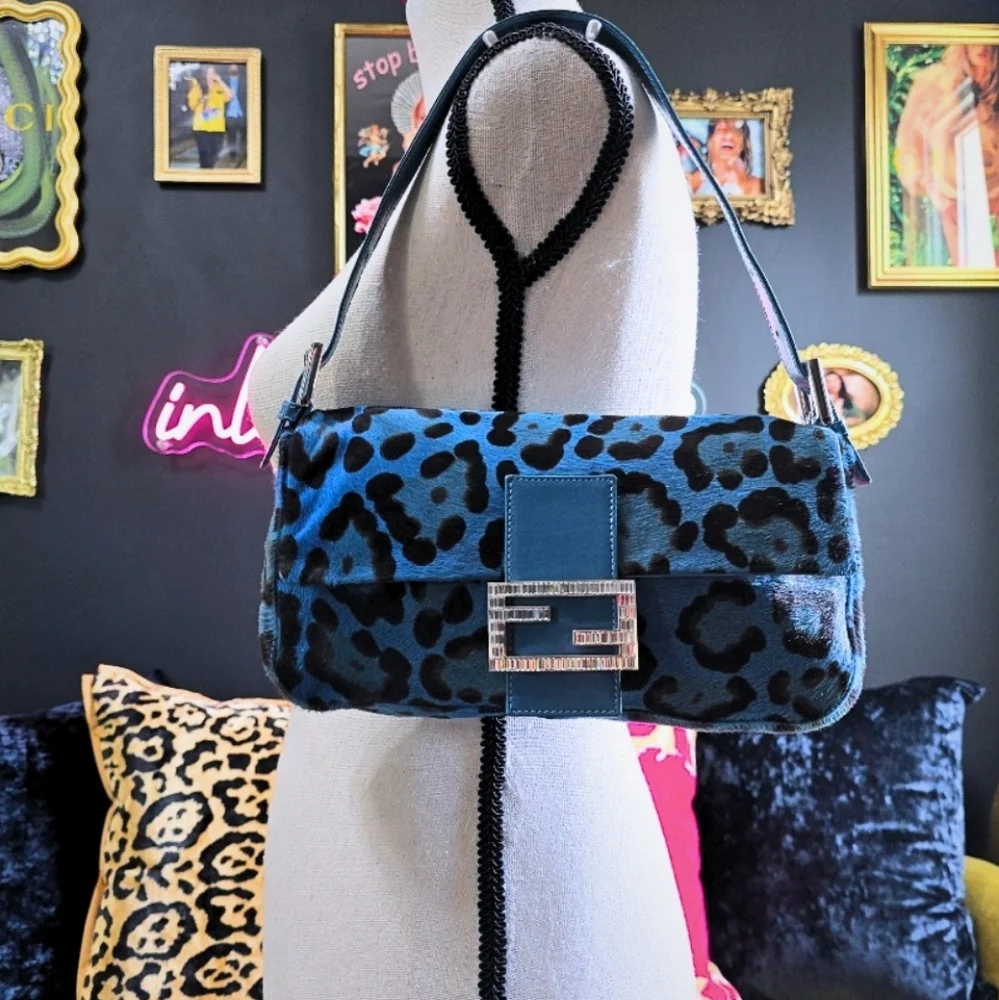 *SOLD**Fendi Baguette Pony Hair Leopard Print with Crystal Detail - Picture 15 of 15